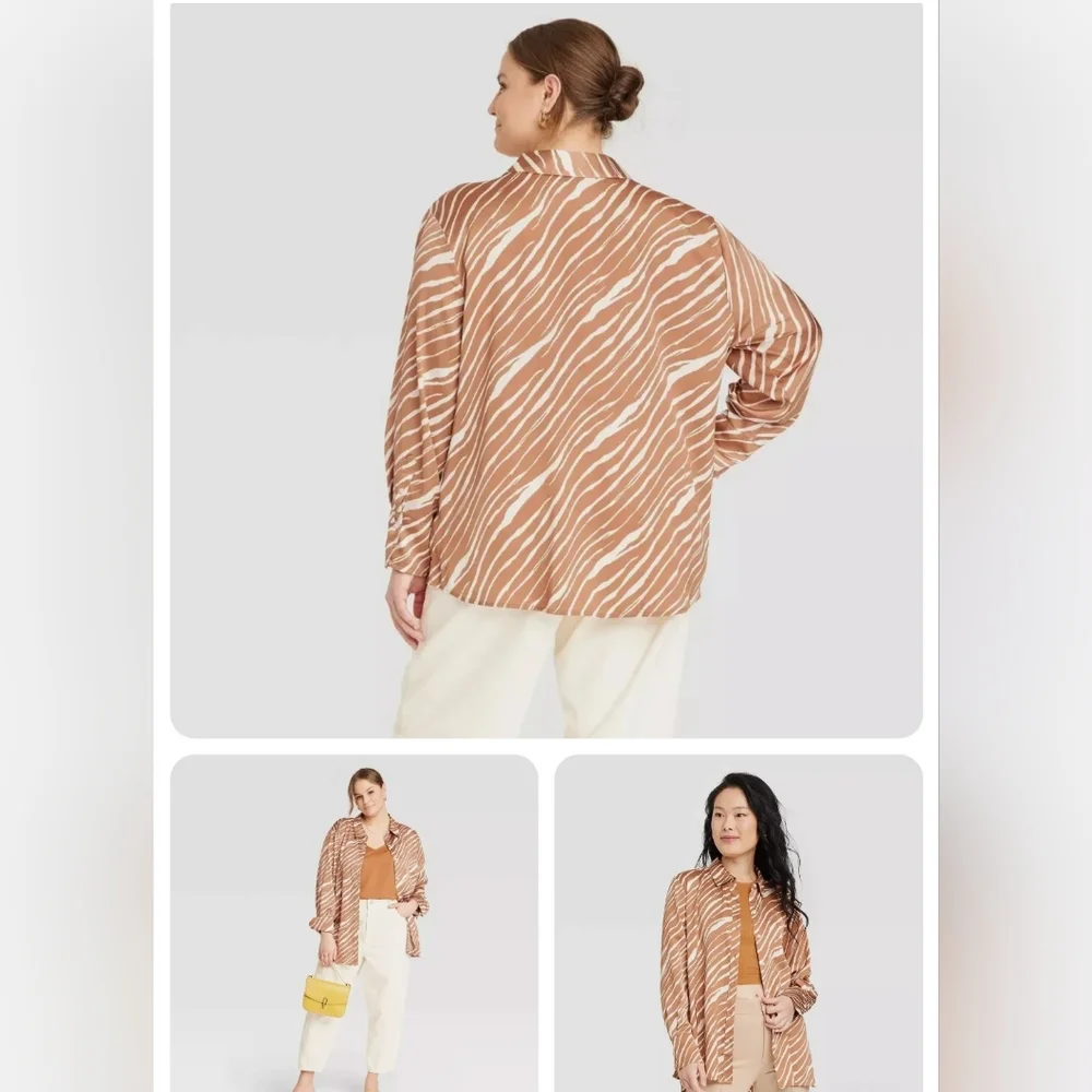 📌Sz XXL | Tan/Cream Long Sleeve Top | a new day - Picture 5 of 13